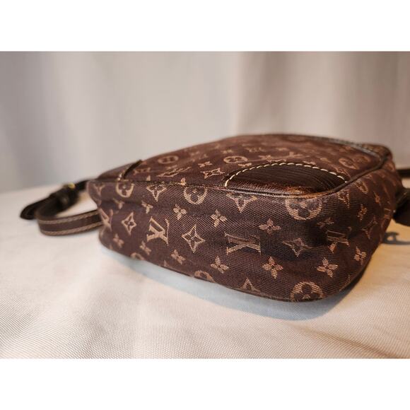 Louis Vuitton Danube Monogram Crossbody Bag Mini Lin Line Brown Vintage LV - Picture 3 of 16